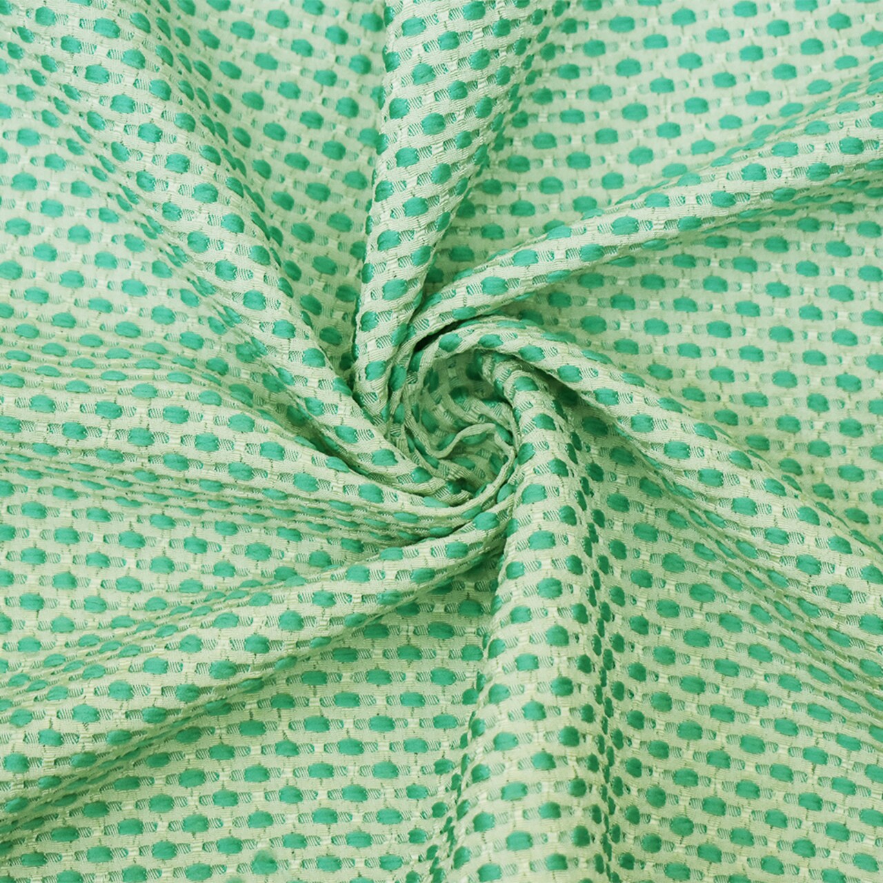 Teal-White Poly-Lycra Texture Dobby Jacquard Woven Fabric By the Yard